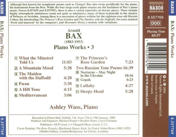 Ashley Wass, Arnold Bax - Piano Works, Vol. 3 - Cd