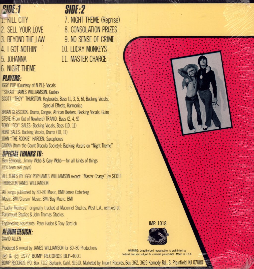 Iggy Pop And James Williamson - Kill City - Lp