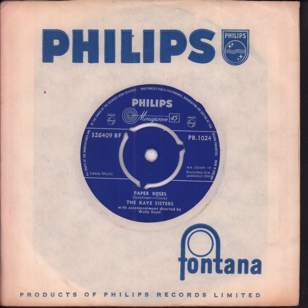 Kaye Sisters - Paper Roses - 7 Inch