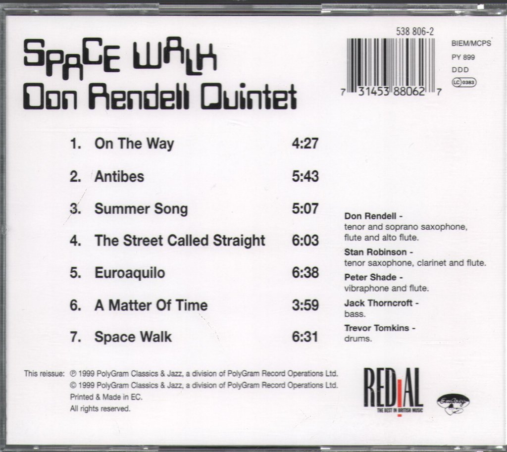 Don Rendell Quintet - Space Walk - Cd