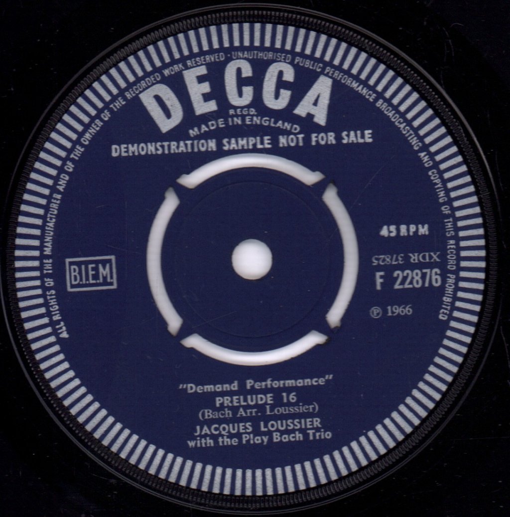 Jacques Loussier - Air On A G String - 7 Inch
