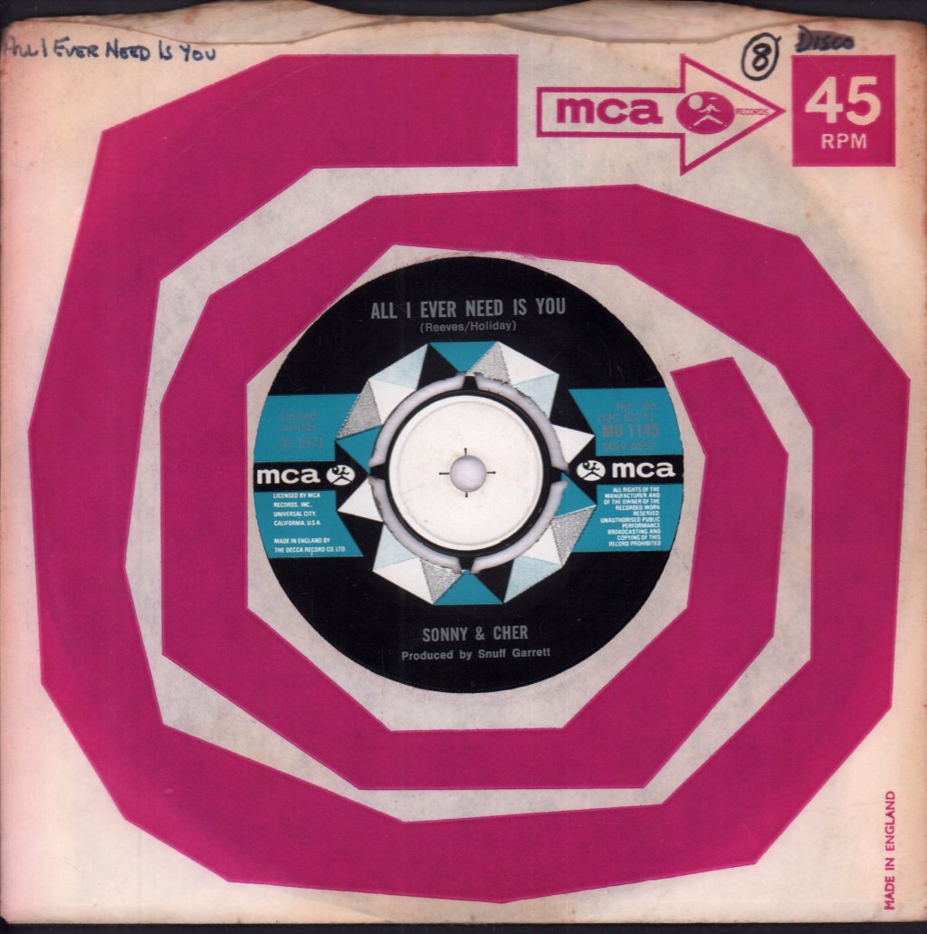 Sonny And Cher - All I Ever Need Is You - 7 Inch