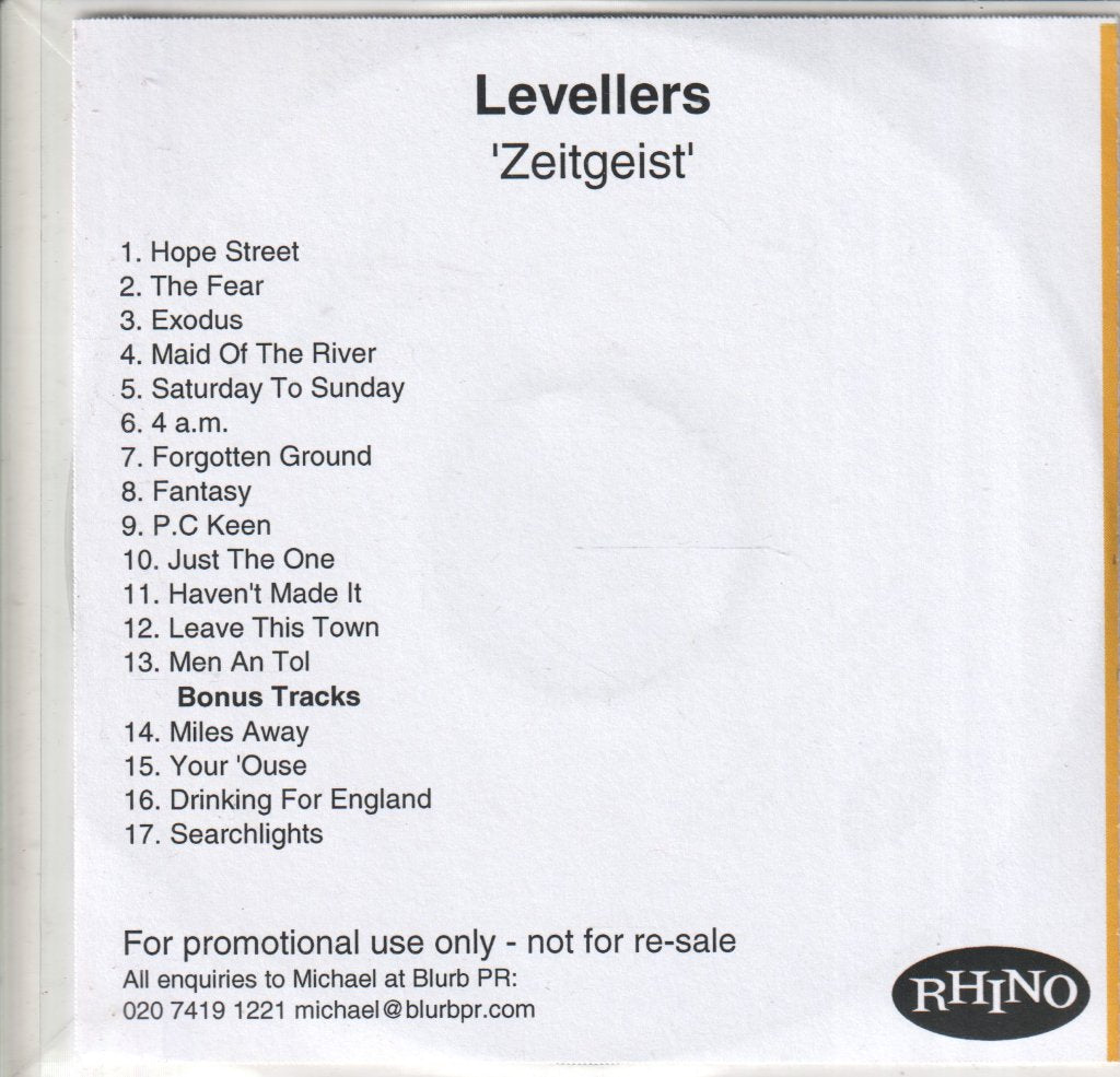 Levellers - Zeitgeist - Cdr