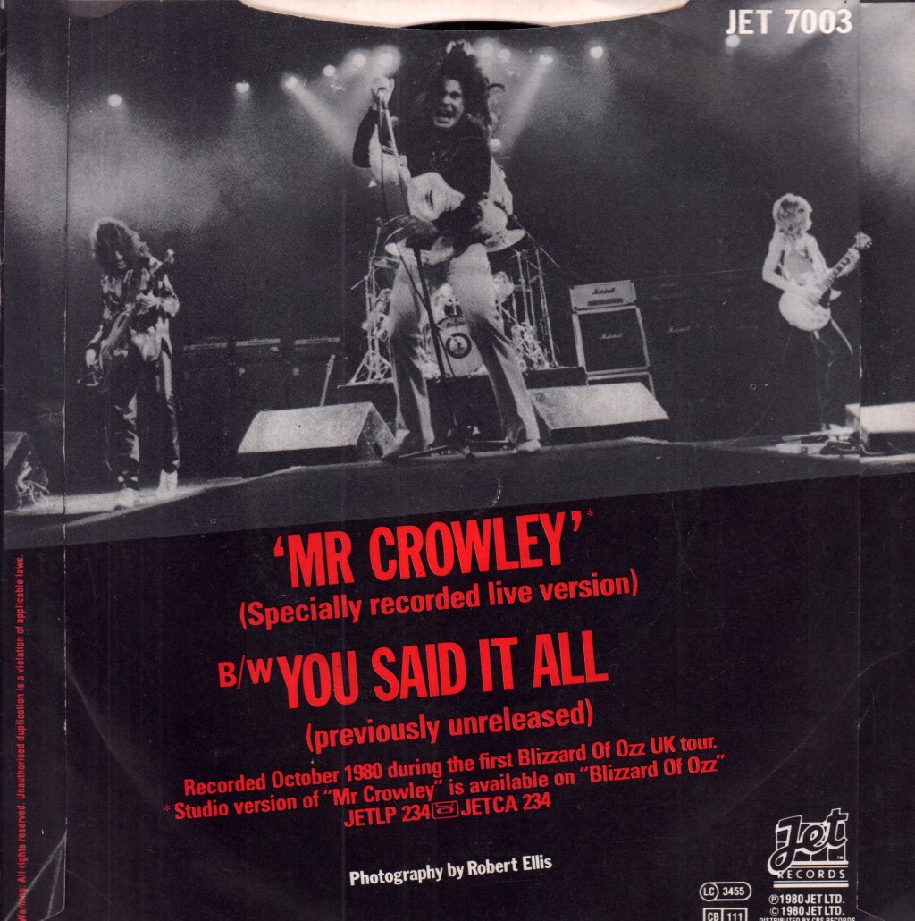 Ozzy Osbourne - Mr Crowley - 7 Inch