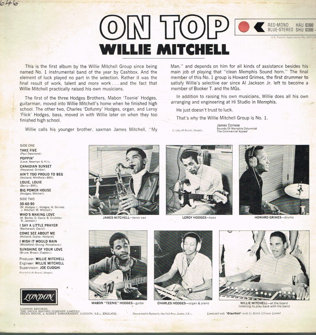 Willie Mitchell - On Top - Lp