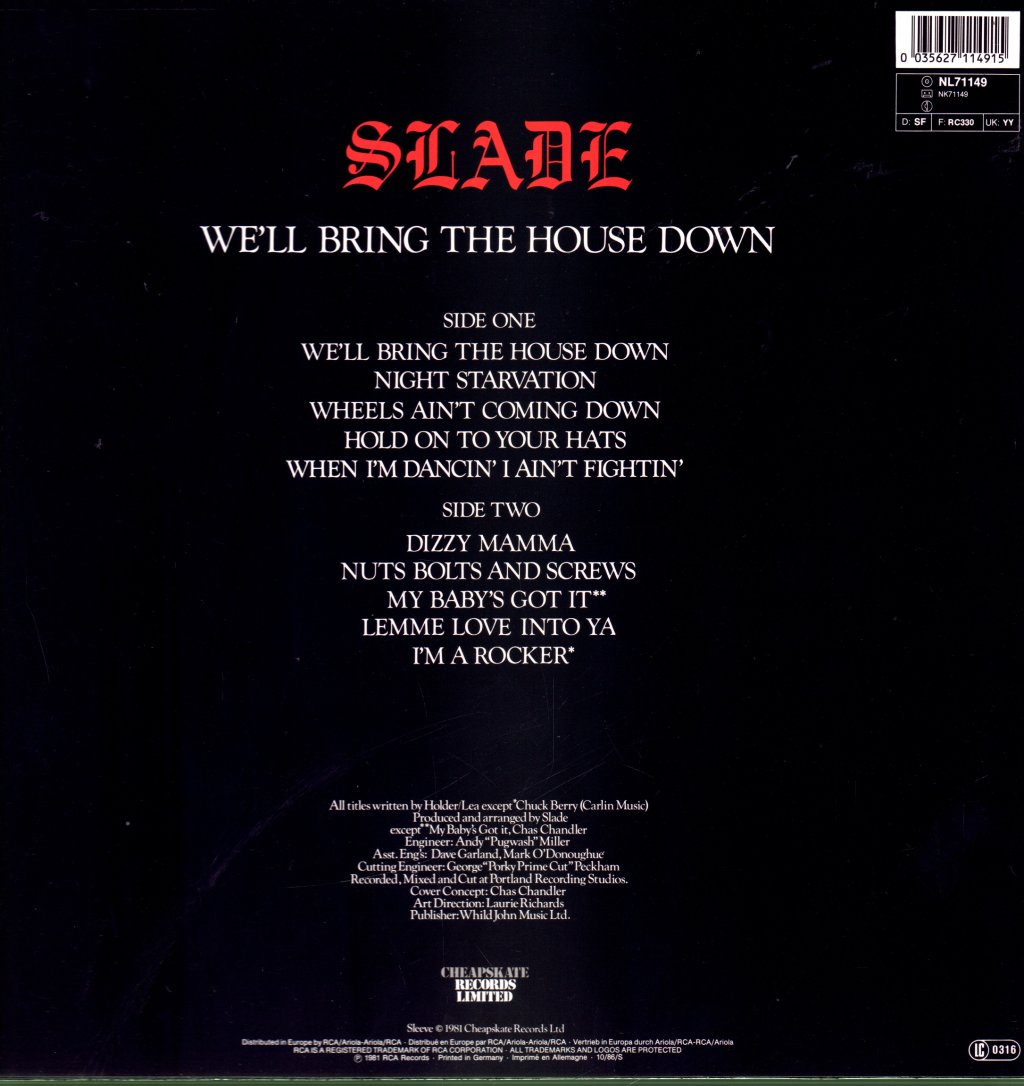 Slade - We'll Bring The House Down - Lp