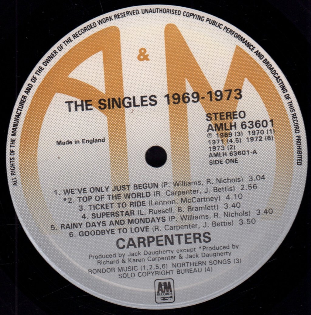 Carpenters - Singles 1969-1973 - Lp