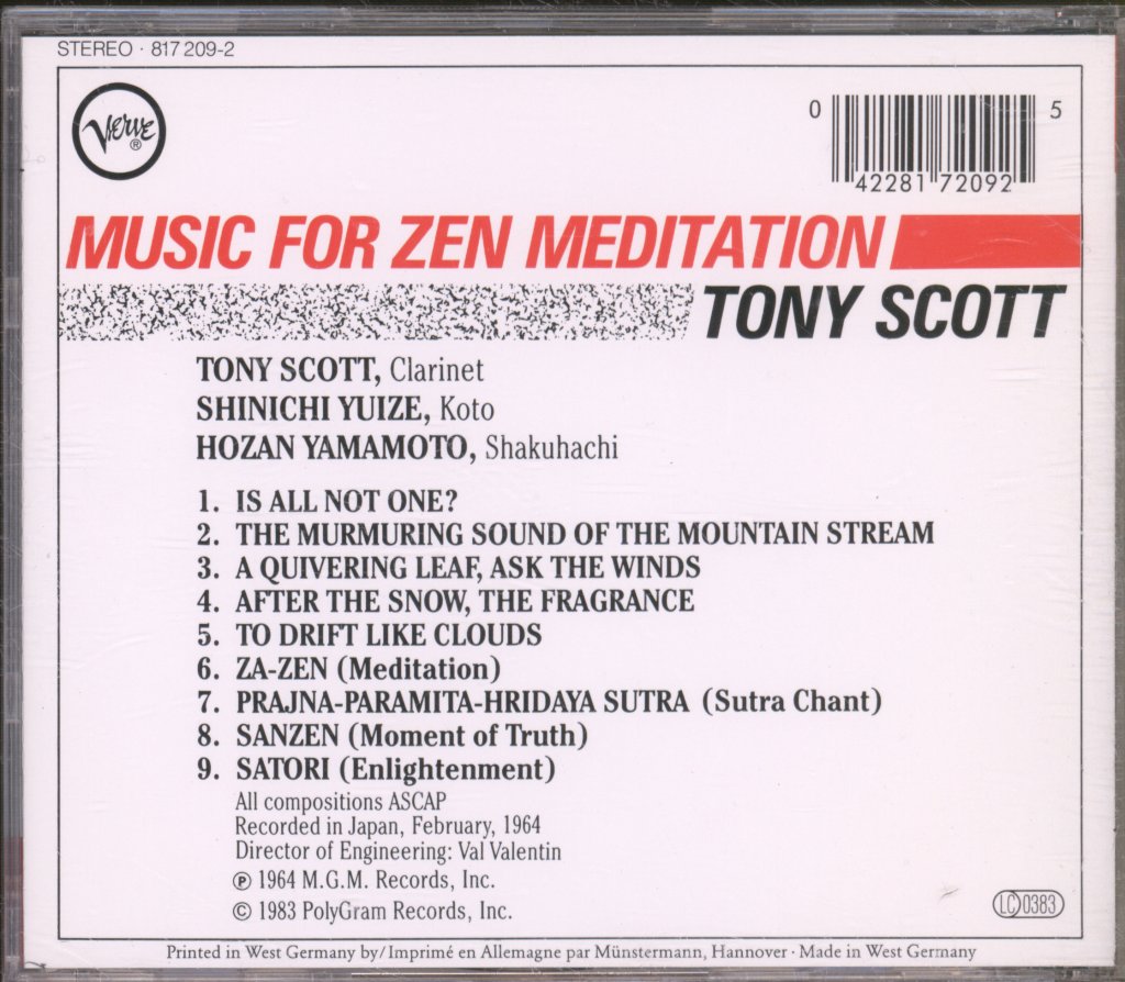 Tony Scott - Music For Zen Meditation And Other Joys - Cd