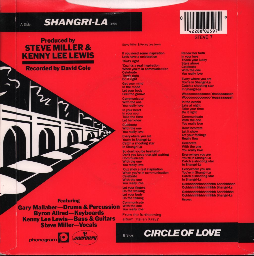 Steve Miller Band - Shangri La - 7 Inch