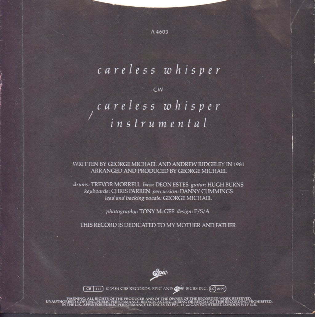 George Michael - Careless Whisper - 7 Inch