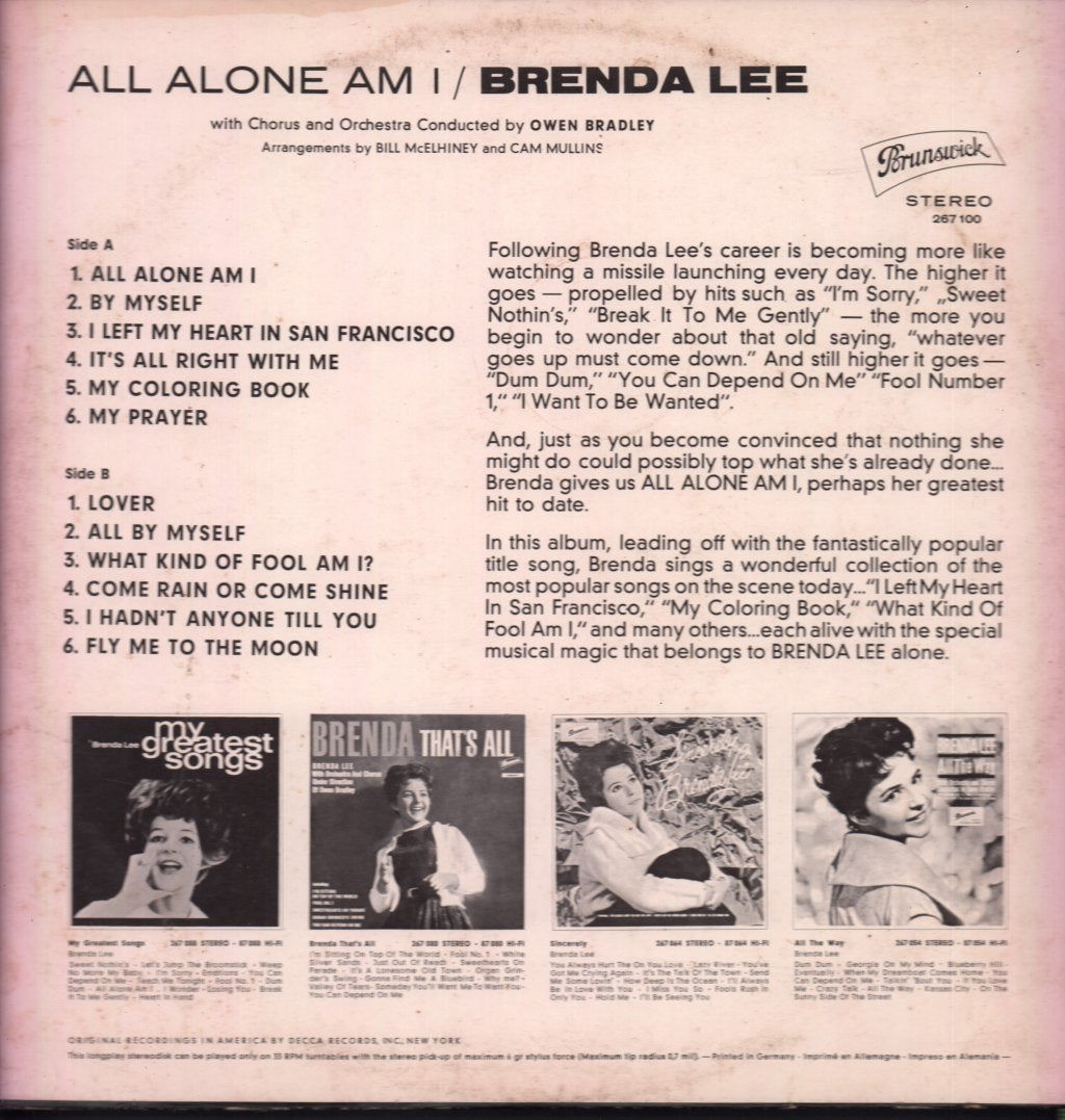 Brenda Lee - All Alone Am I - Lp