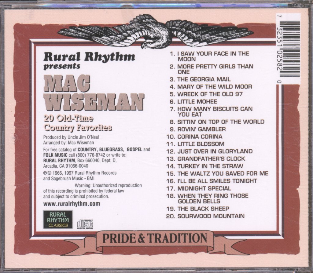 Mac Wiseman - 20 Old-Time Country Favorites - Cd