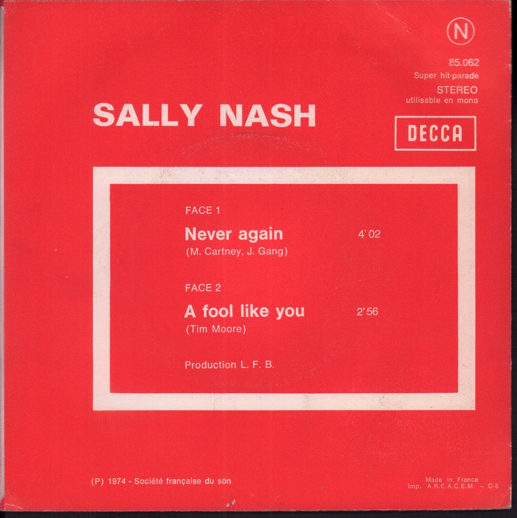 Sally Nash - Never Again - 7 Inch