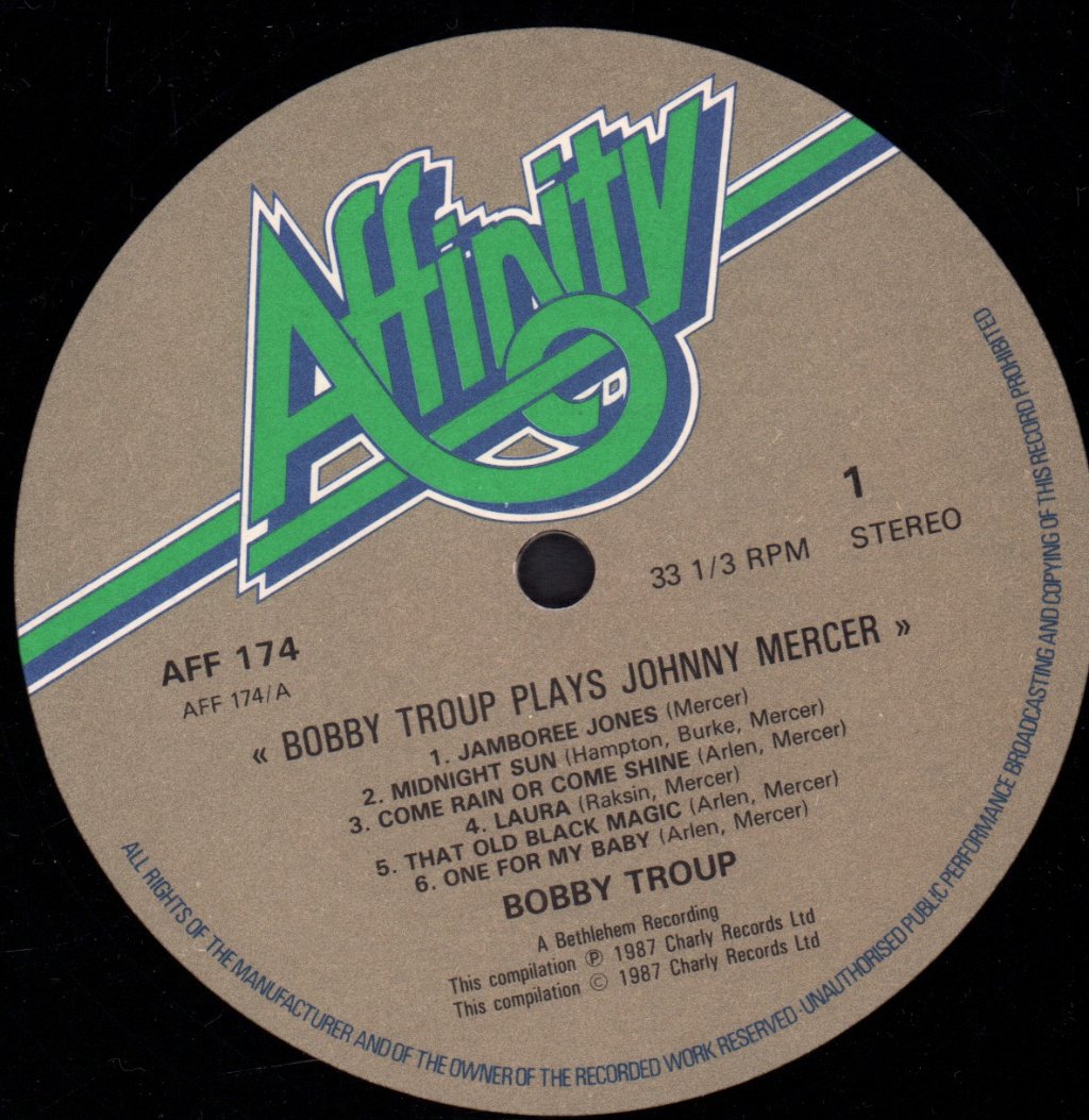 Bobby Troup - Bobby Troup Plays Johnny Mercer - Lp