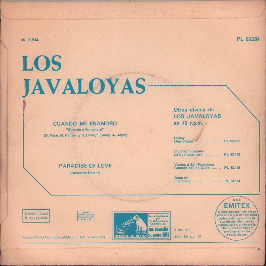 Los Javaloyas - Cuando Me Enamoro - 7 Inch