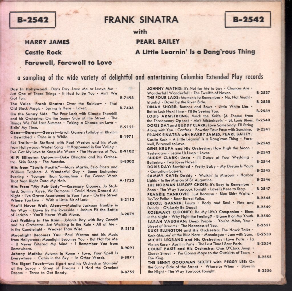 Frank Sinatra - Frank Sinatra With Harry James & Pearl Bailey - 7 Inch
