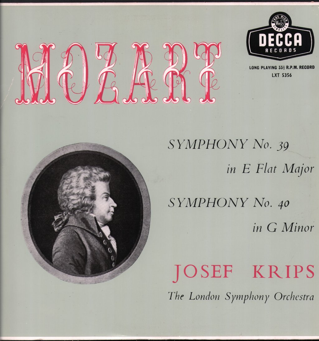 Josef Krips / London Symphony Orchestra - Mozart - Symphony No. 39 / Symphony No. 40 - Lp