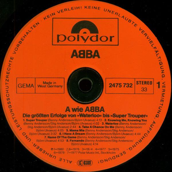 ABBA - A Wie ABBA (Die Grössten Erfolge Von »Waterloo« Bis »Super Trouper«) - Lp