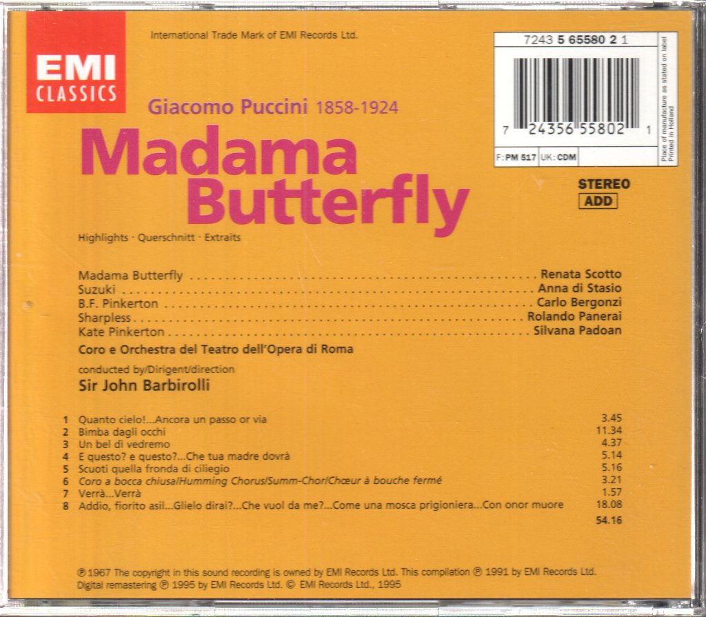 Renata Scotto, Sir John Barbirolli - Madama Butterfly - Cd