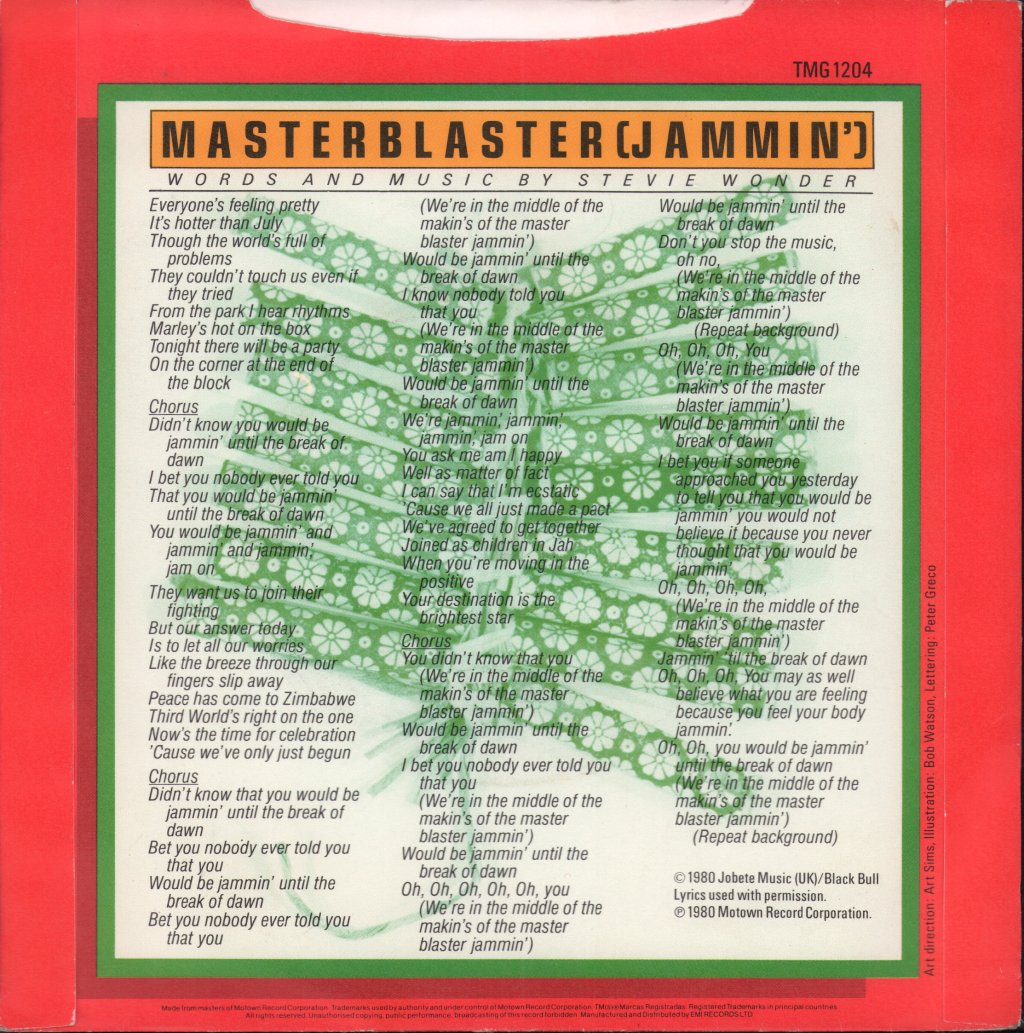 Stevie Wonder - Master Blaster - 7 Inch