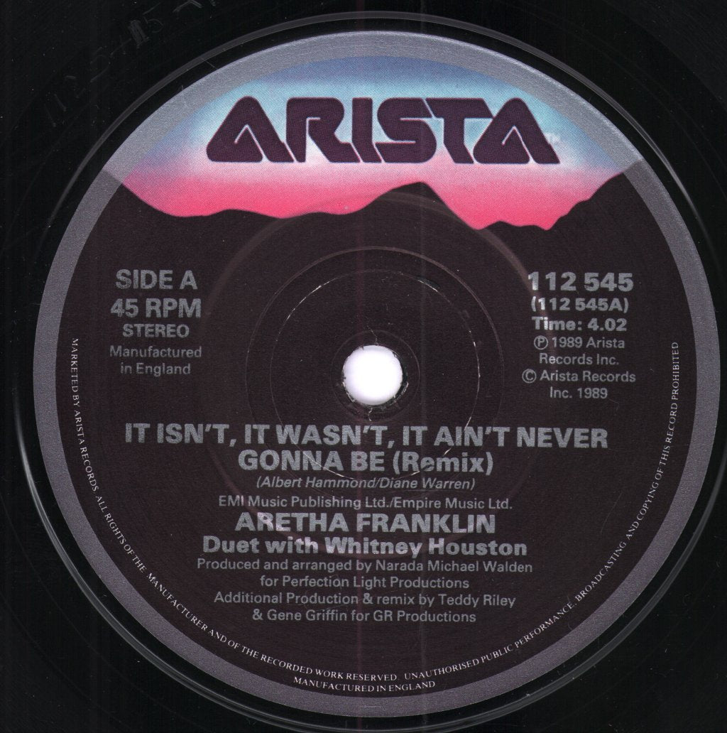 Aretha Franklin And Whitney Houston - It Isn't It Wasn't It Ain't Never Gonna Be - 7 Inch