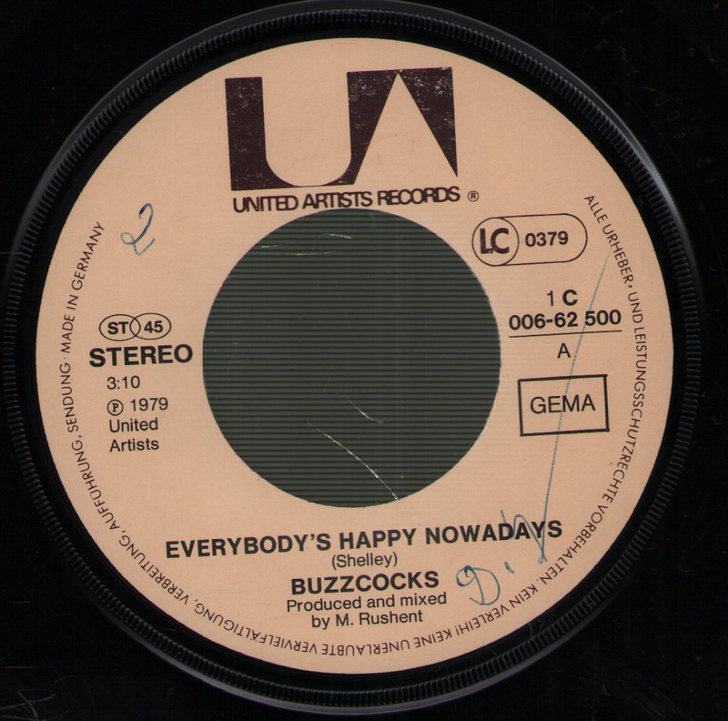 Buzzcocks - Everybody's Happy Nowadays - 7 Inch