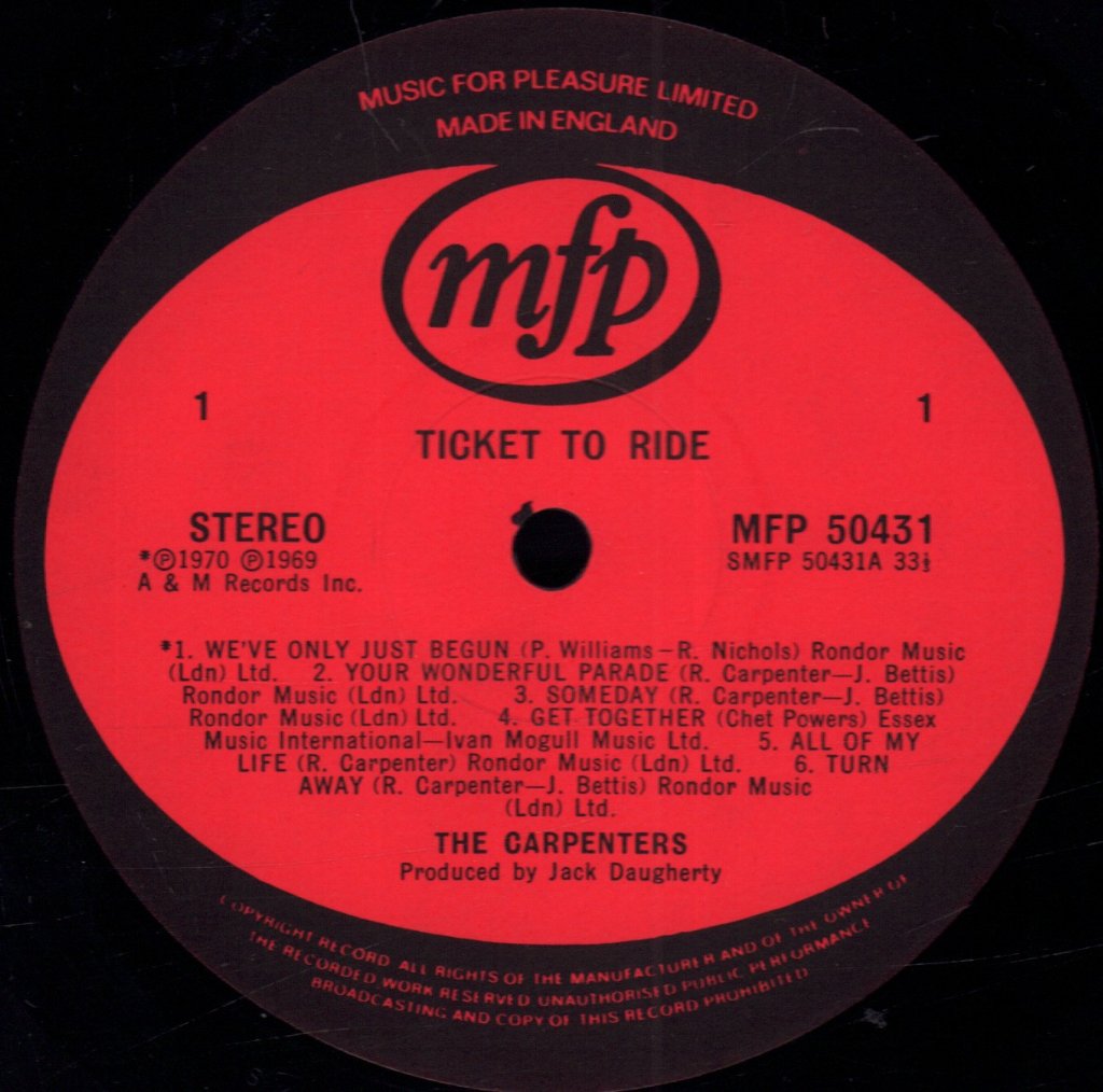 Carpenters - Ticket To Ride - Lp