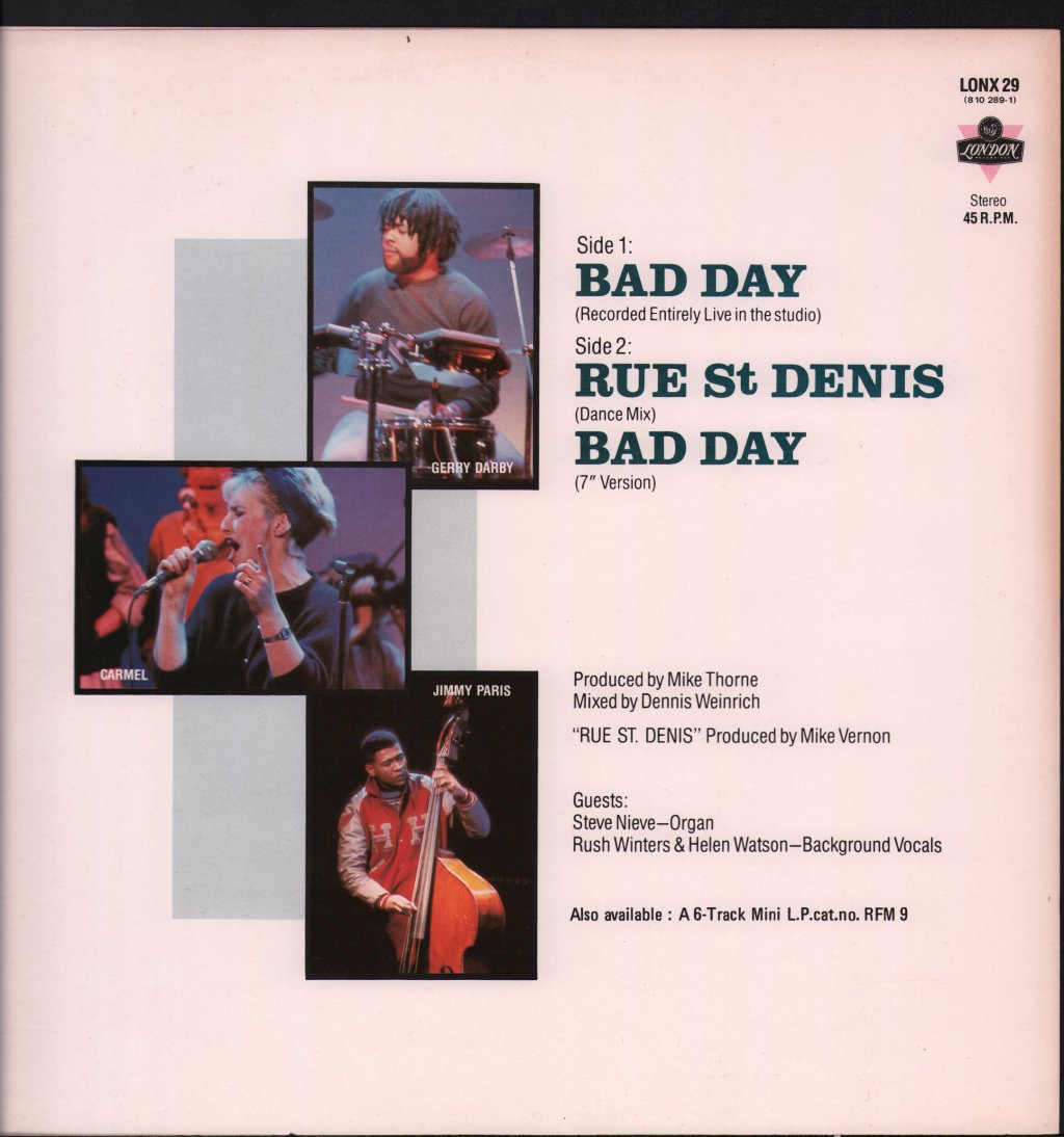 Carmel (80'S Female Vocal) - Bad Day - 12 Inch