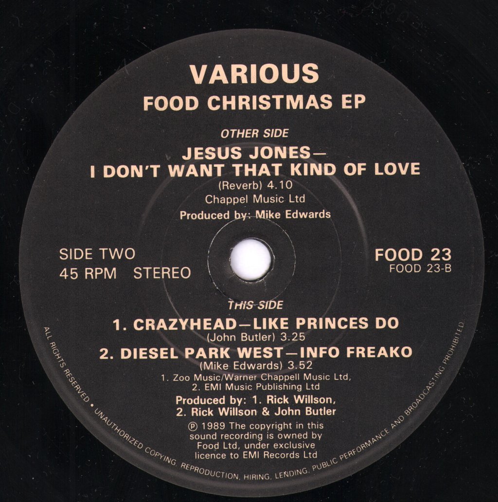 Various Artists - Food Christmas EP 1989 - 7 Inch