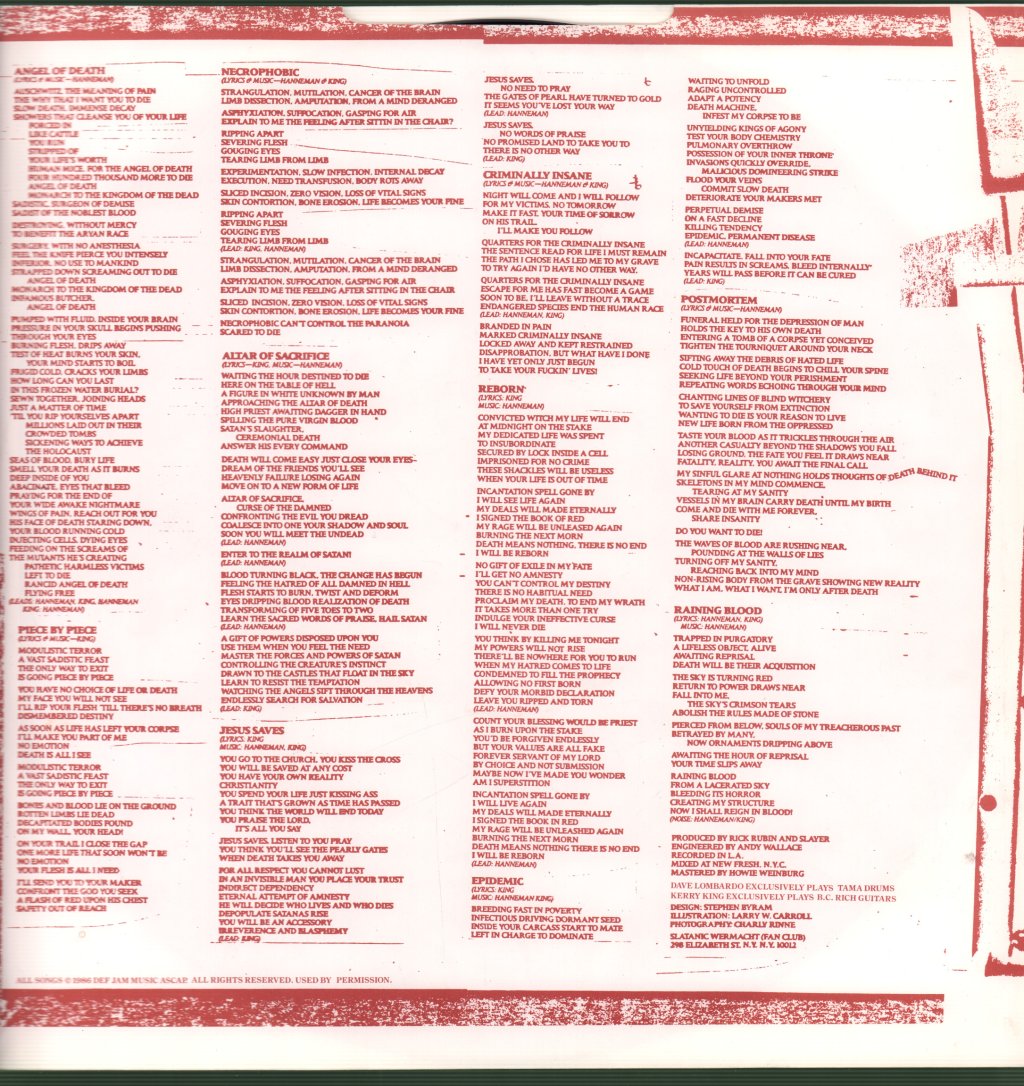 Slayer - Reign In Blood - Lp