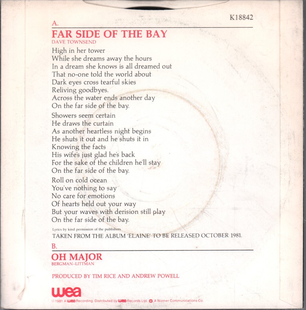 Elaine Paige - Far Side Of The Bay - 7 Inch