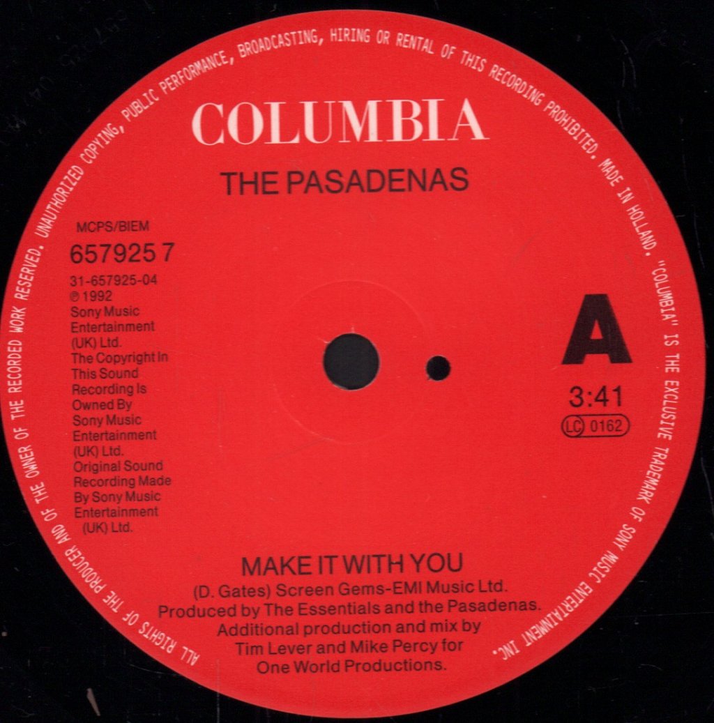 Pasadenas - Make It With You - 7 Inch