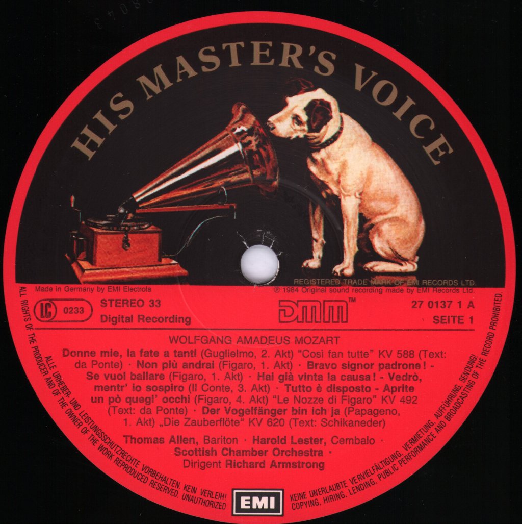 Thomas Allen / Richard Armstrong / Scottish Chamber Orchestra - Mozart Arias - Lp