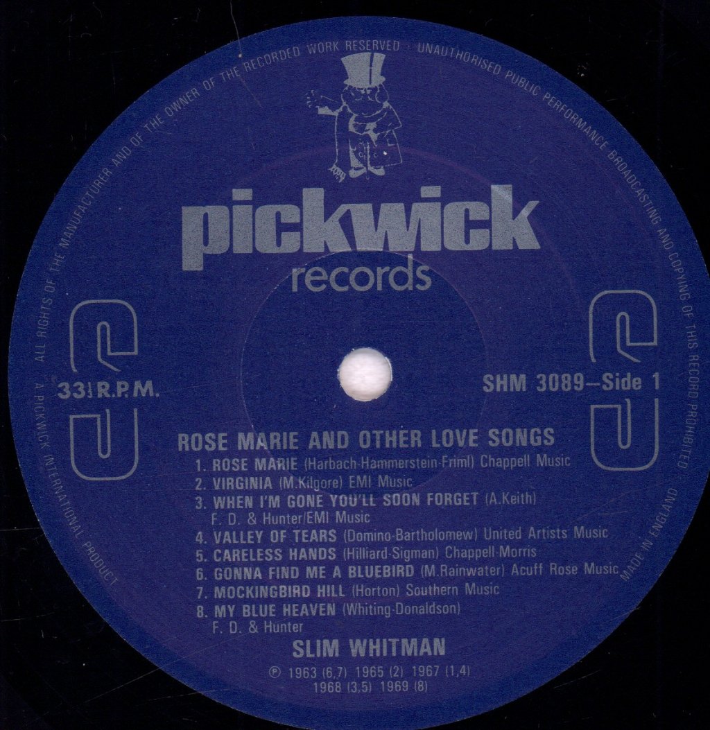 Slim Whitman - Rose Marie And Other Love Songs - Lp