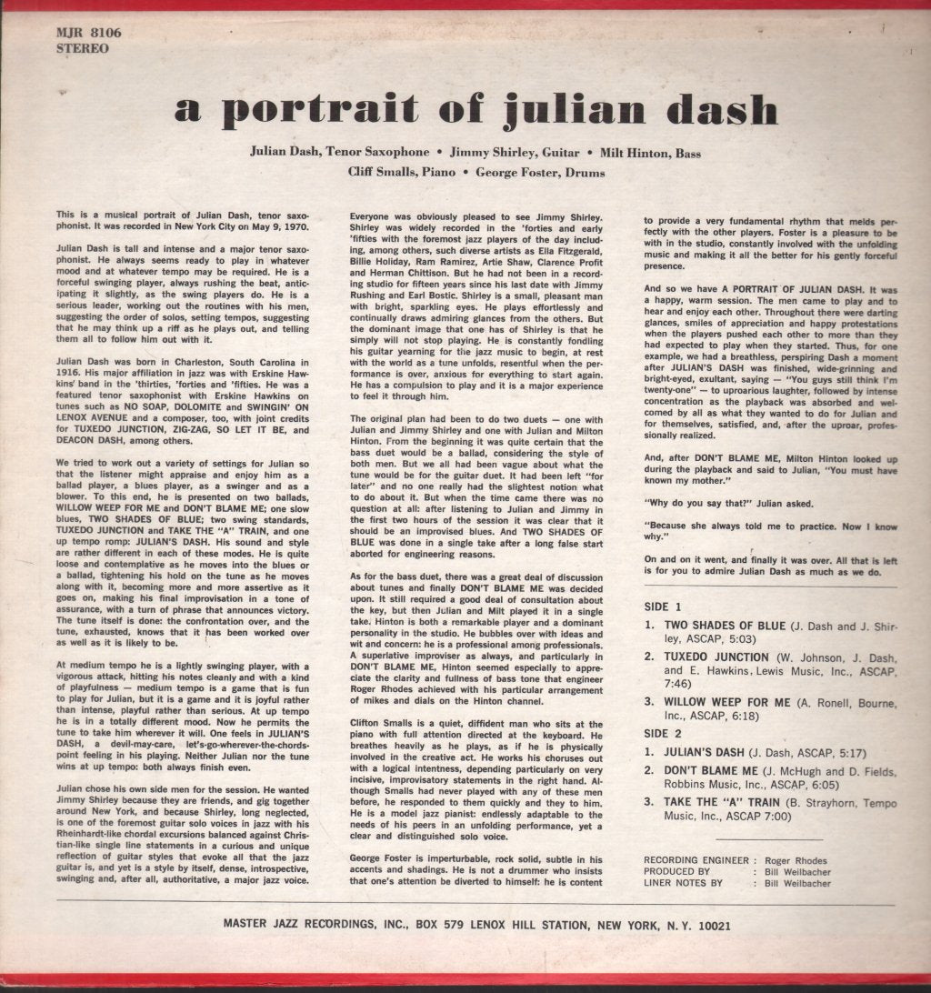 Julian Dash - A Portrait Of Julian Dash - Lp