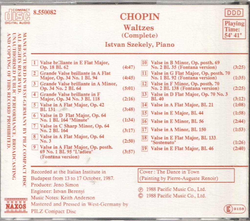 Istvan Szekely - Chopin - Waltzes (Complete) - Cd