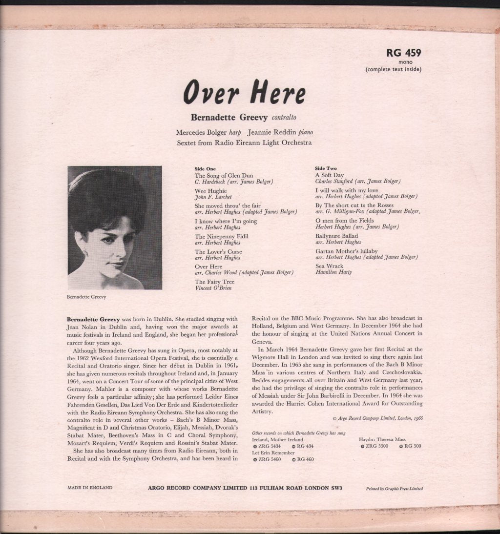 Bernadette Greevy - Over Here - Lp