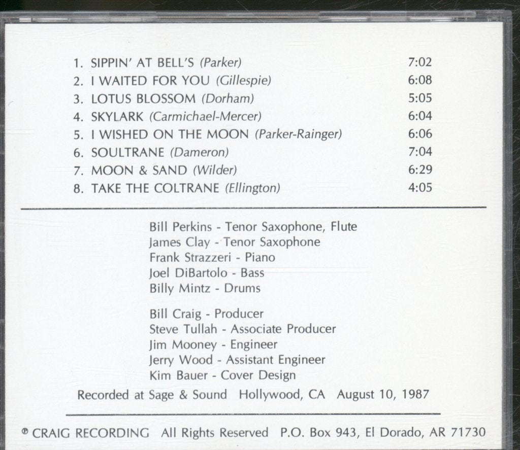 Bill Perkins - James Clay Quintet - Right Chemistry - Cd