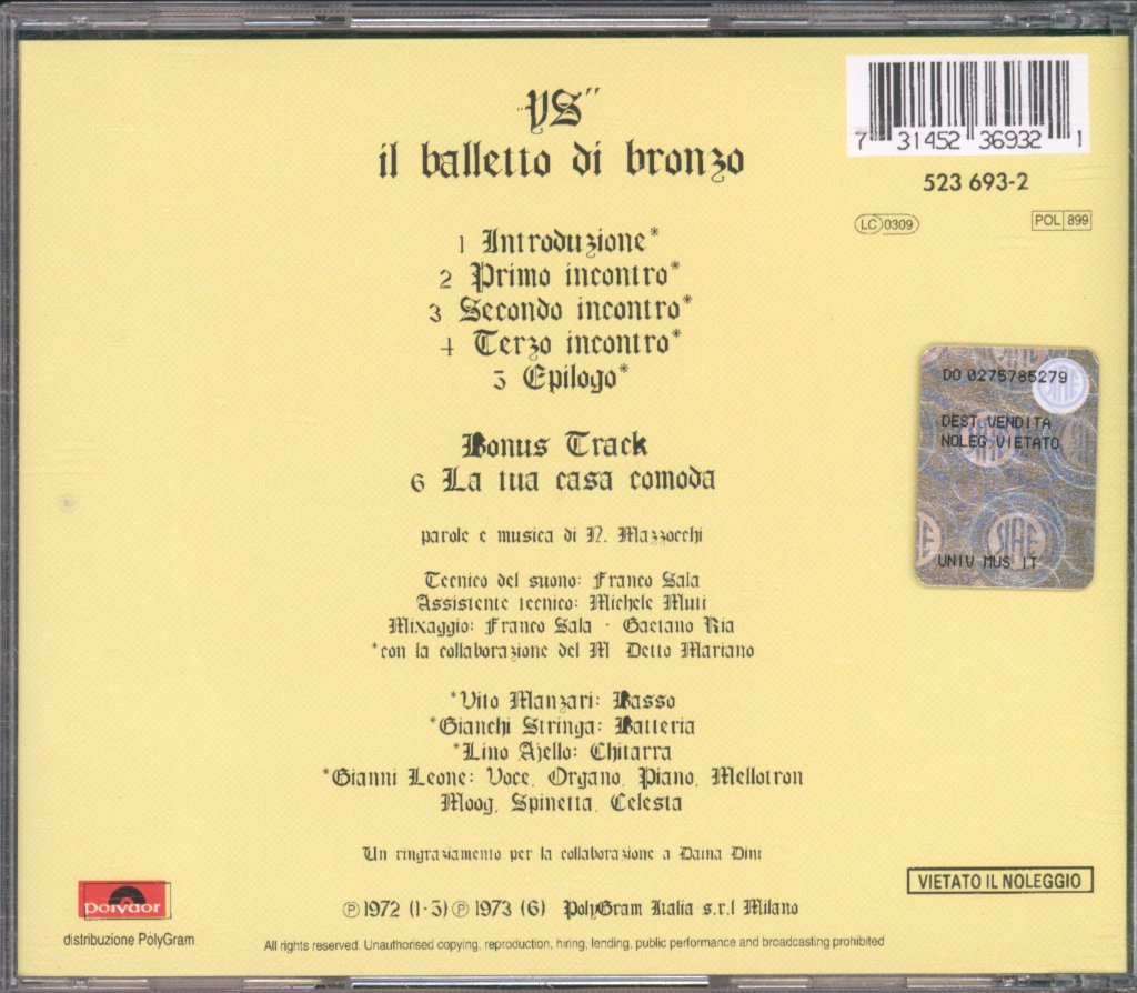 Il Balletto Di Bronzo - Ys - Cd