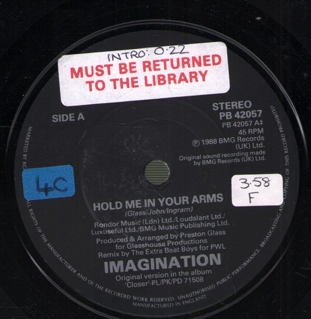 Imagination (80'S Pop Group) - Hold Me In Your Arms - 7 Inch