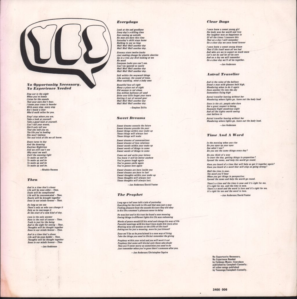 Yes - Time And A Word - Lp