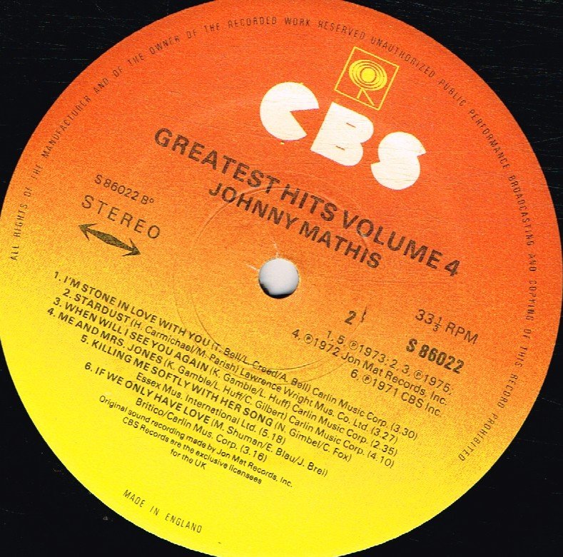 Johnny Mathis - Greatest Hits - Volume Four - Lp