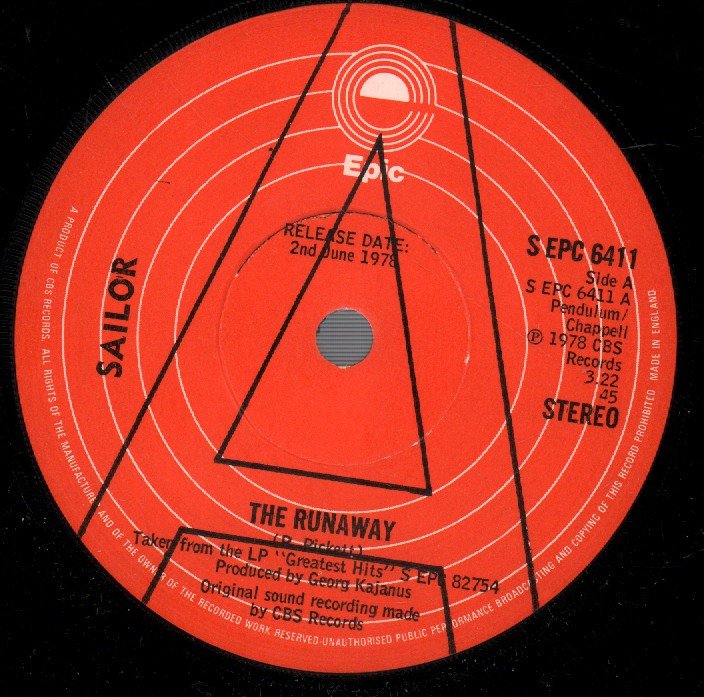 Sailor - Runaway - 7 Inch