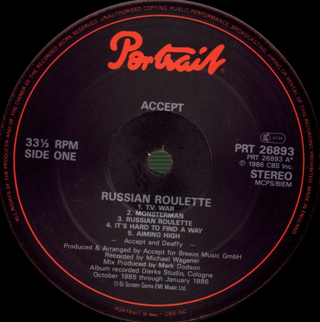 Accept - Russian Roulette - Lp