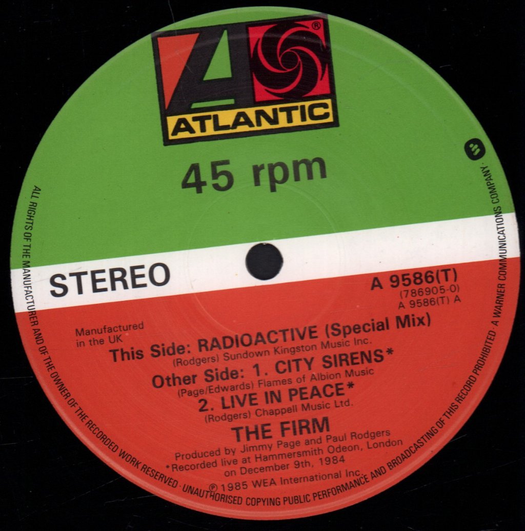 Firm (Rock Group) - Radioactive - 12 Inch
