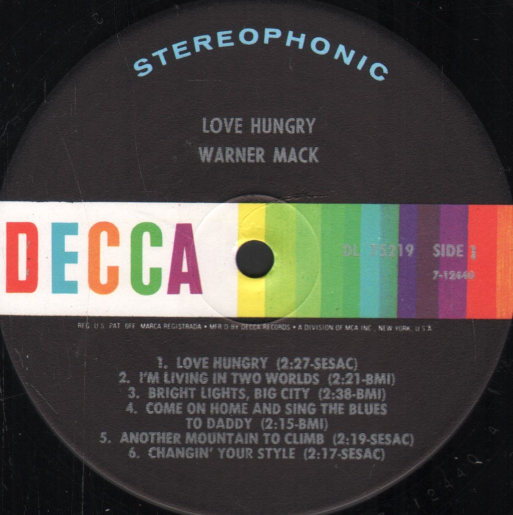 Warner Mack - Love Hungry - Lp