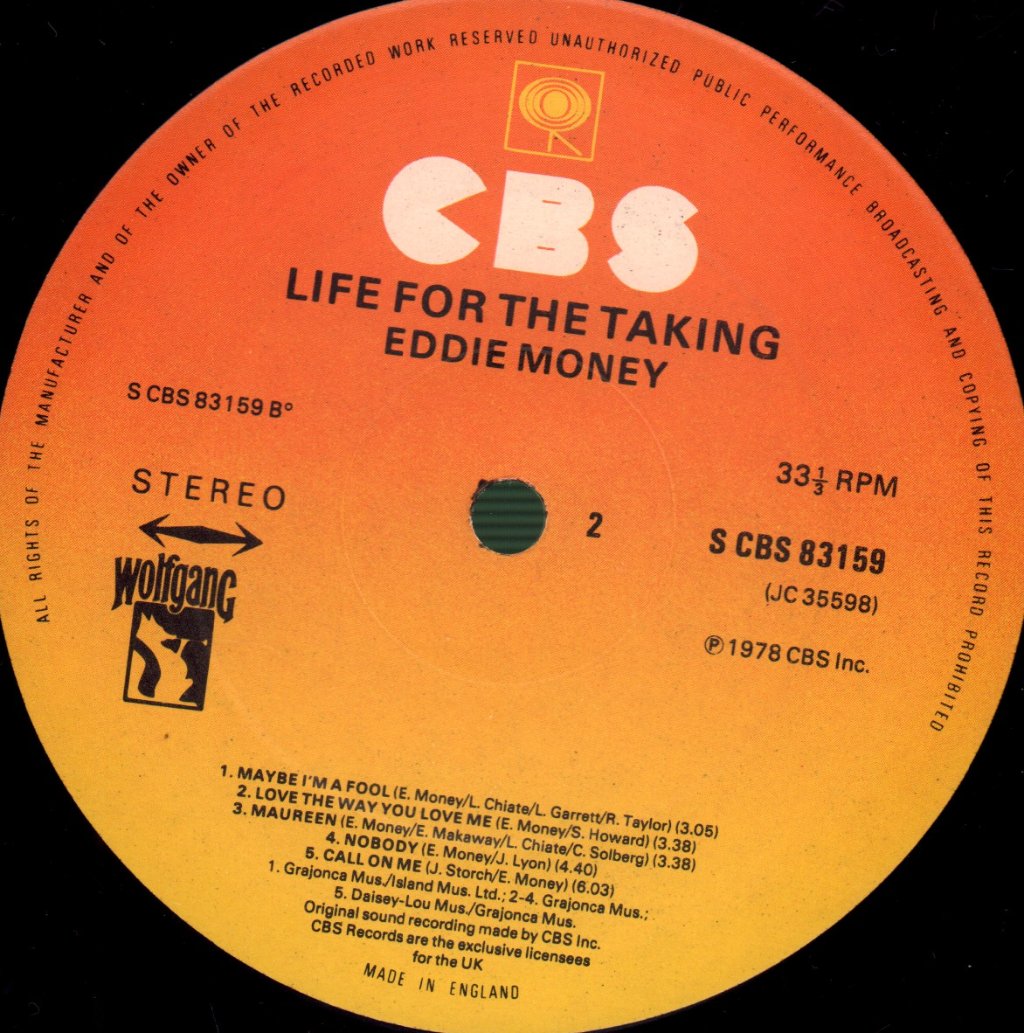Eddie Money - Life For The Taking - Lp