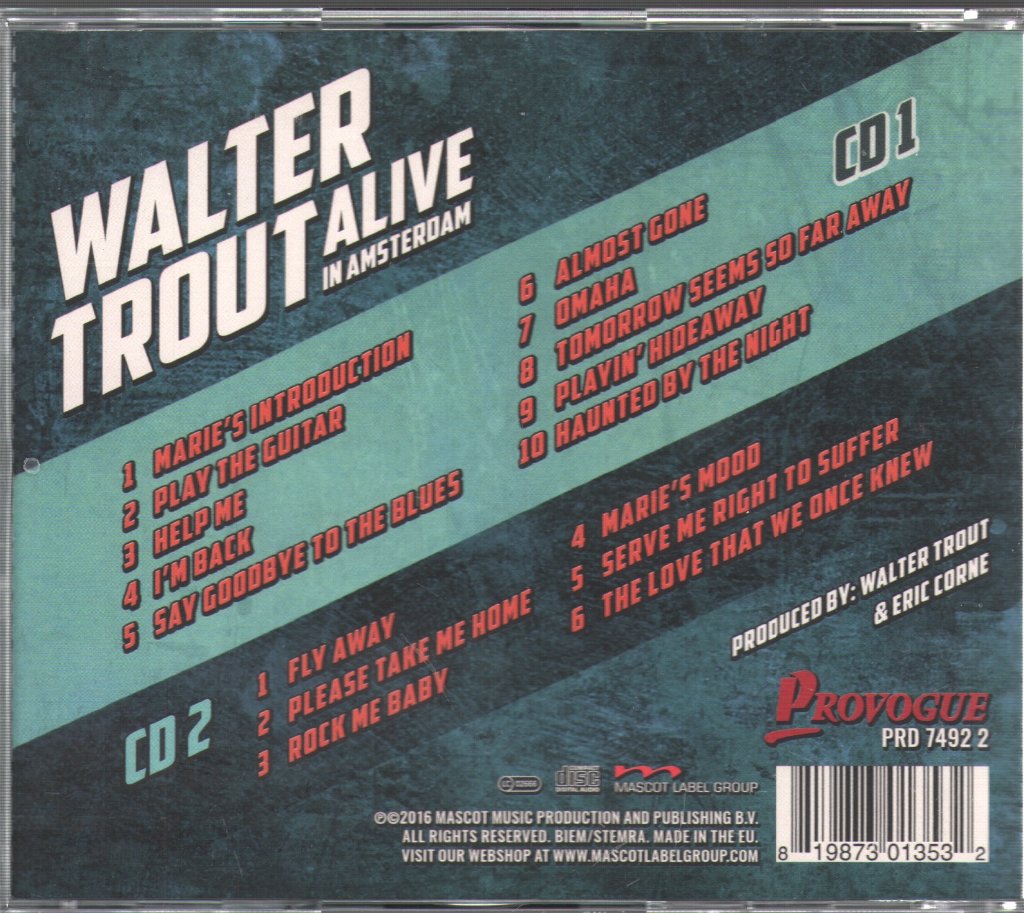 Walter Trout - Alive In Amsterdam - Double Cd