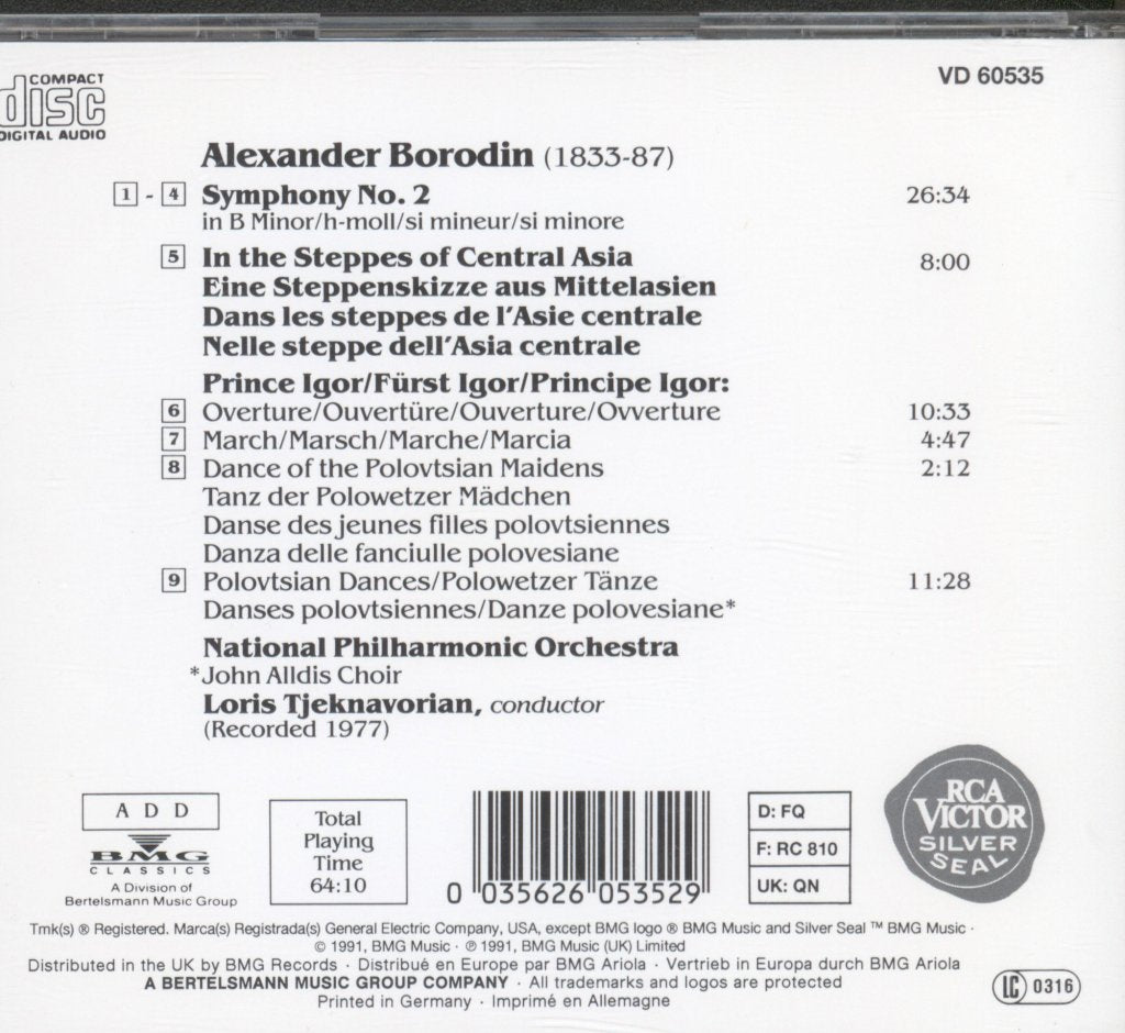 Loris Tjeknavorian National Philharmonic Orchestra - Borodin Symphony No. 2 / Polovtsian Dances - Cd