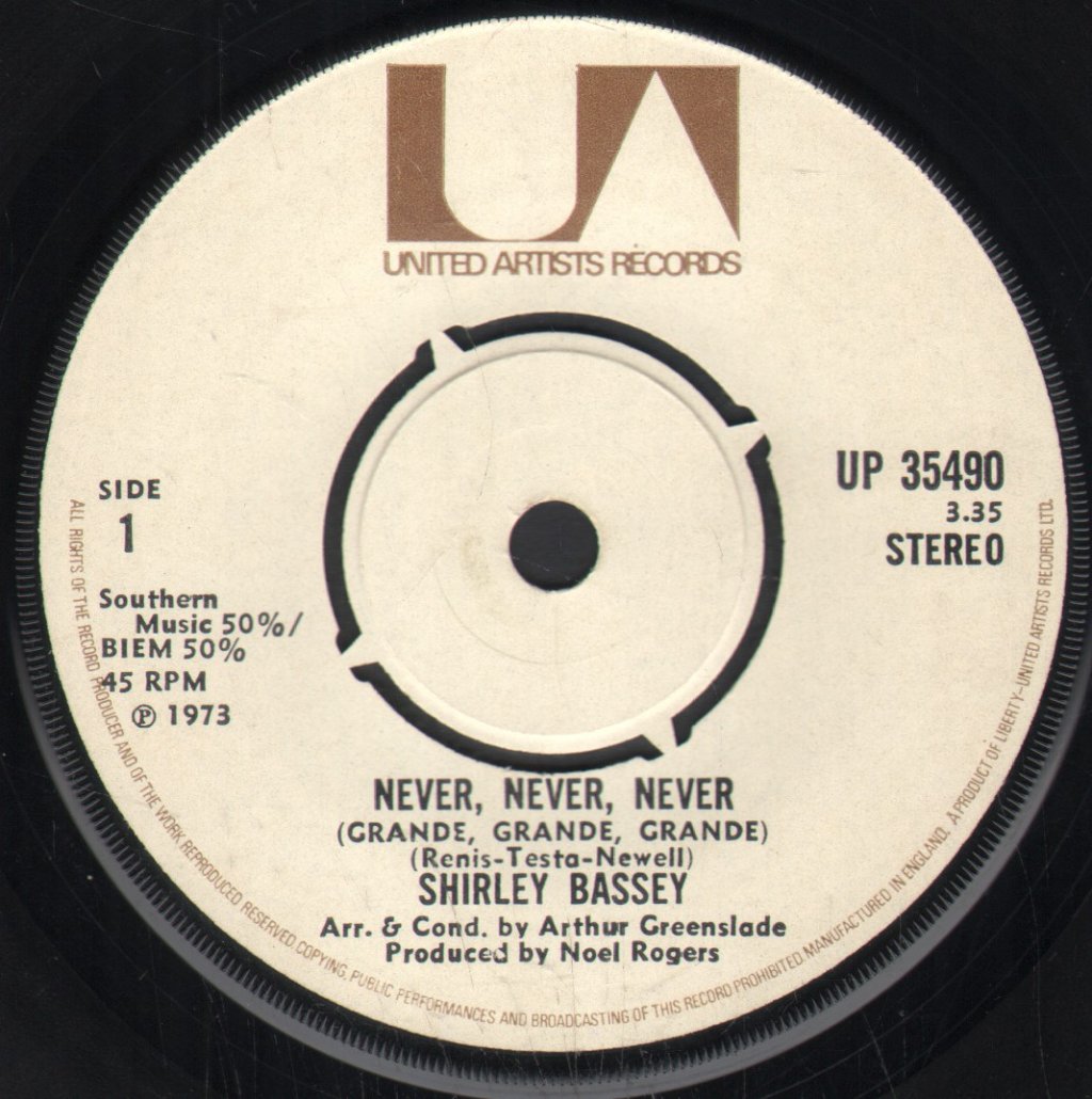 Shirley Bassey - Never, Never, Never (Grande, Grande, Grande) - 7 Inch